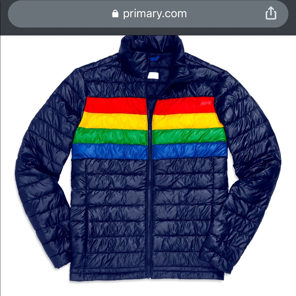 Primary Puffer jacket rainbow vintage look nwt 80’s women's M